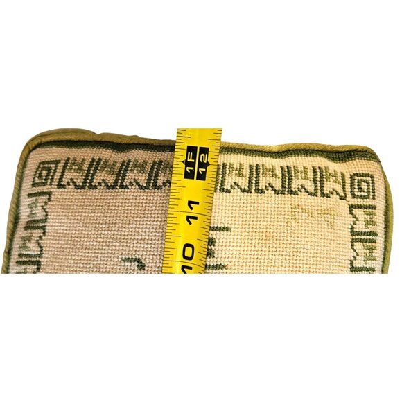 Vintage Needlepoint Pillow With Pineapple & Music Motif Olive Green & Beige - Picture 7 of 8